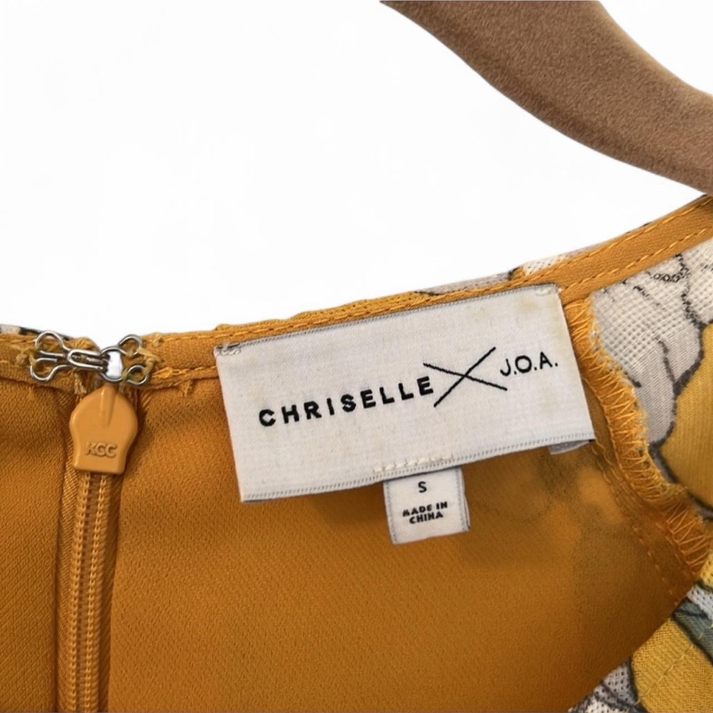 Chriselle x JOA Yellow Floral Puff Sleeve Mini Dress S - Picture 9 of 13